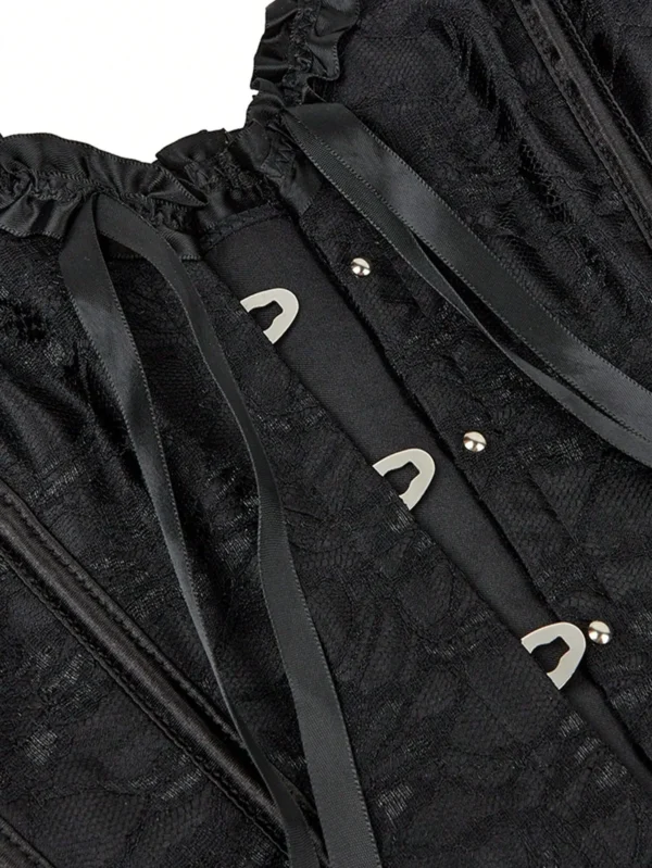 Corset victorien noir jacquard (vue des buscs) Corset victorien noir jacquard (vue des buscs)