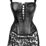 Robe bustier en cuir et dentelle noir (real shot)