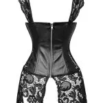 Robe bustier en cuir et dentelle noir (real shot, vue de dos)