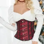 Corset serre taille rouge et noir fleuri 2 Corset serre taille rouge et noir fleuri 2