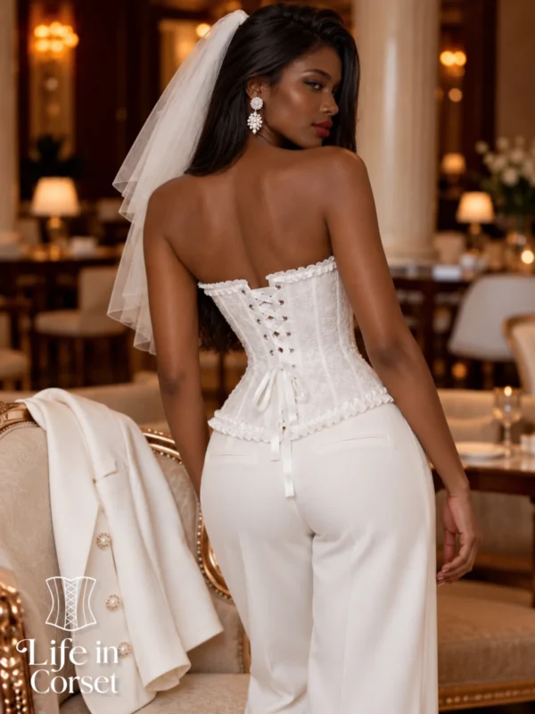 Corset blanc avec broderies Aurora
