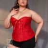 Corset bustier rouge brodé Victoria Corset bustier rouge brodé Victoria