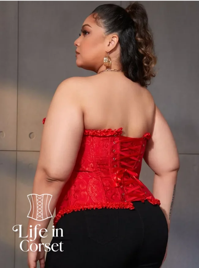 Corset bustier rouge brodé Victoria (dos) Corset bustier rouge brodé Victoria