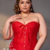 Corset bustier rouge brodé Victoria (face) Corset bustier rouge brodé Victoria (face)