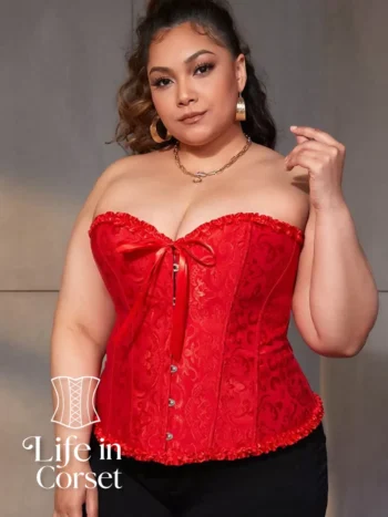 Corset bustier rouge brodé Victoria (face 2)