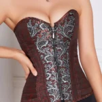 Corset marron et gris à fermeture éclair Corset marron et gris à fermeture éclair