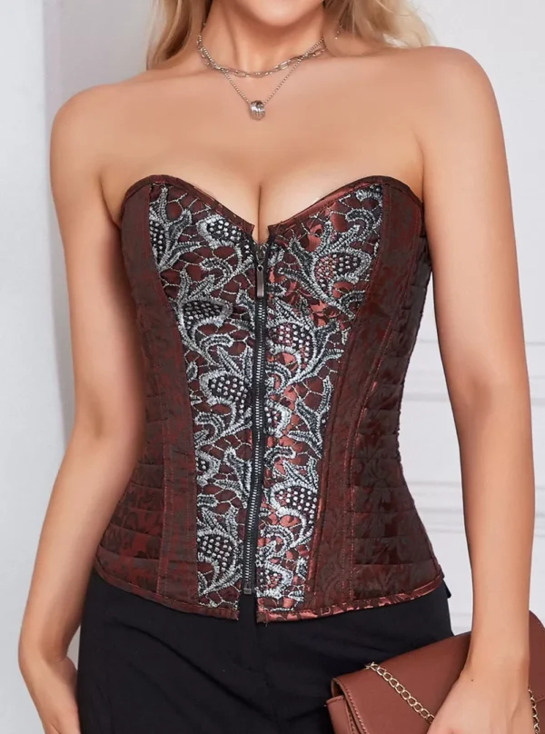 Corset marron et gris à fermeture éclair (2) Corset marron et gris à fermeture éclair (2)