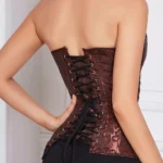 Corset marron et gris à fermeture éclair (dos) Corset marron et gris à fermeture éclair (dos)