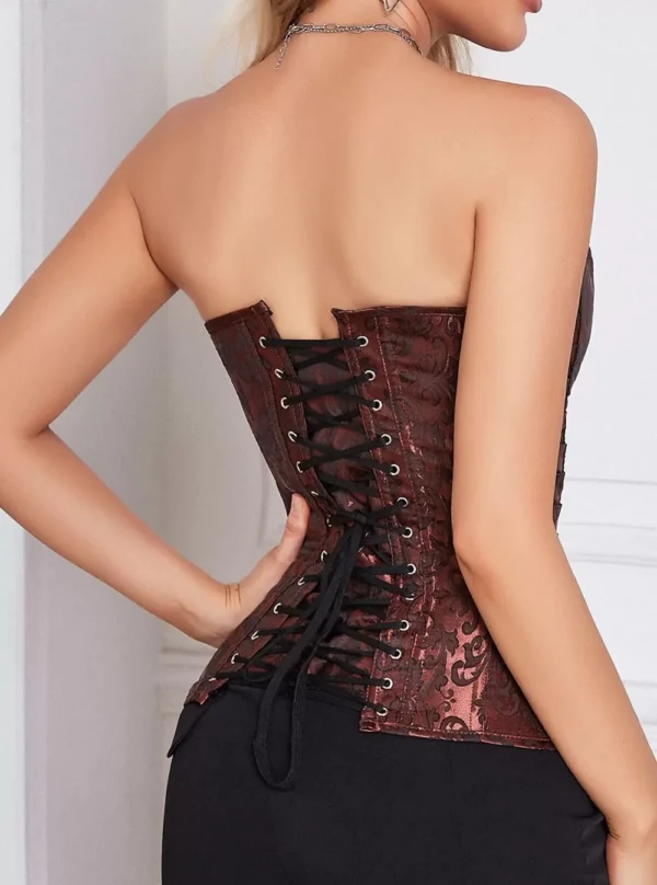 Corset marron et gris à fermeture éclair (dos) Corset marron et gris à fermeture éclair (dos)