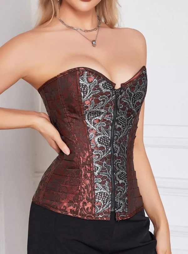 Corset marron et gris à fermeture éclair (profil) Corset marron et gris à fermeture éclair (profil)