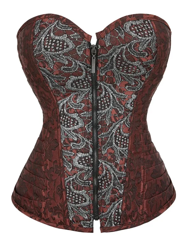 Corset marron et gris à fermeture éclair (vue réelle) Corset marron et gris à fermeture éclair (vue réelle)