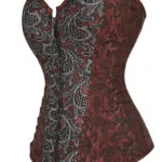Corset marron et gris à fermeture éclair (vue réelle, profil) Corset marron et gris à fermeture éclair (vue réelle, profil)
