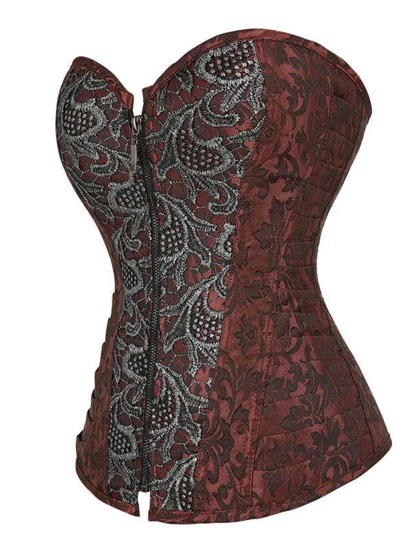 Corset marron et gris à fermeture éclair (vue réelle, profil) Corset marron et gris à fermeture éclair (vue réelle, profil)