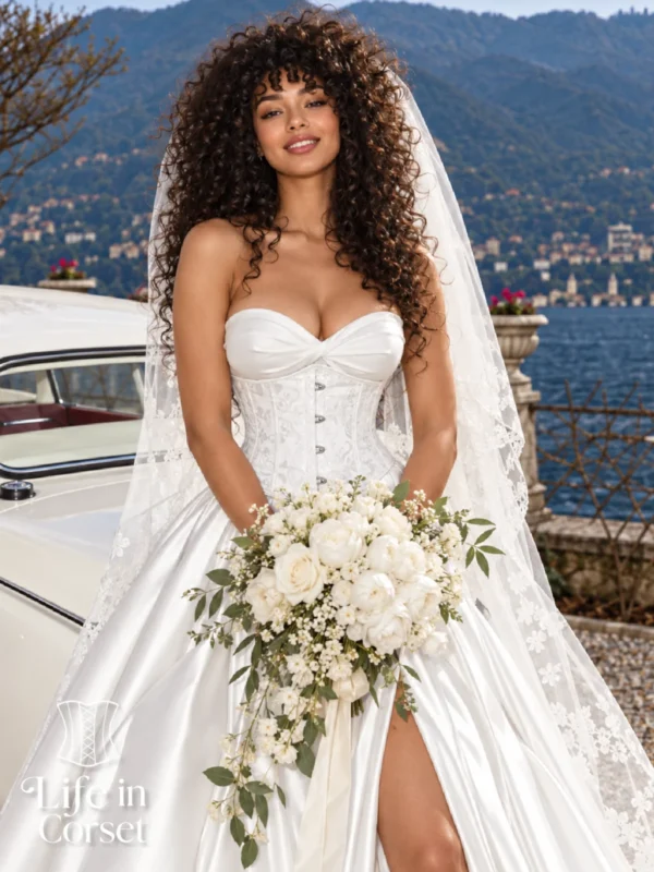 Corset serre taille blanc Évangéline 2 Corset serre taille blanc Évangéline