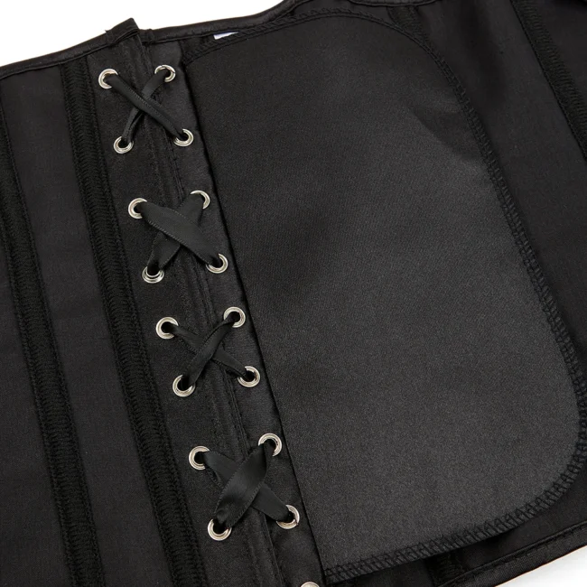Corset serre taille noir en satin Elvira (cache sous lacets) Corset serre taille noir en satin Elvira (cache sous lacets)