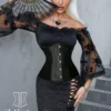 Corset serre taille noir en satin Elvira (face) Corset serre taille noir en satin Elvira (face)