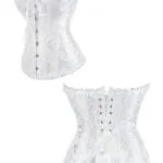 corset blanc avec broderies (vue réelle, dos et profil)