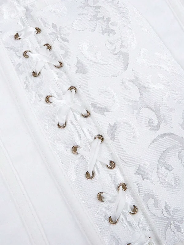 corset blanc avec broderies (zoom sur lacets) corset blanc avec broderies (zoom sur lacets)
