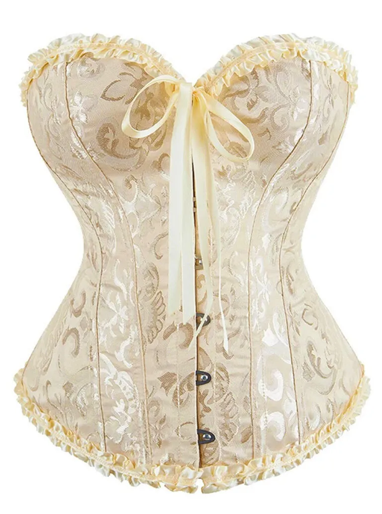 corset bustier jaune or (vue réelle de face)