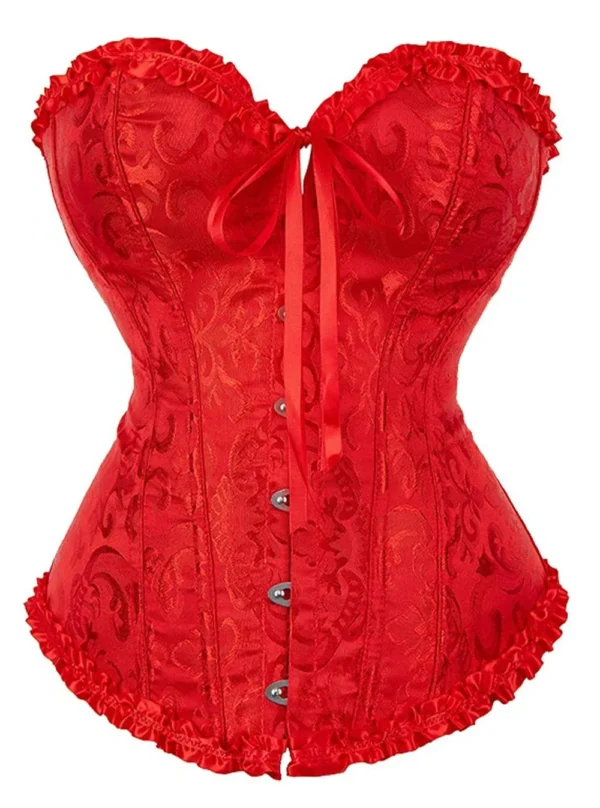 corset bustier rouge brodé (vue réelle) corset bustier rouge brodé (vue réelle)
