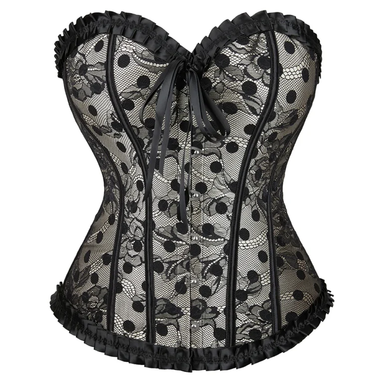 corset gris et dentelle (vue réelle, face)