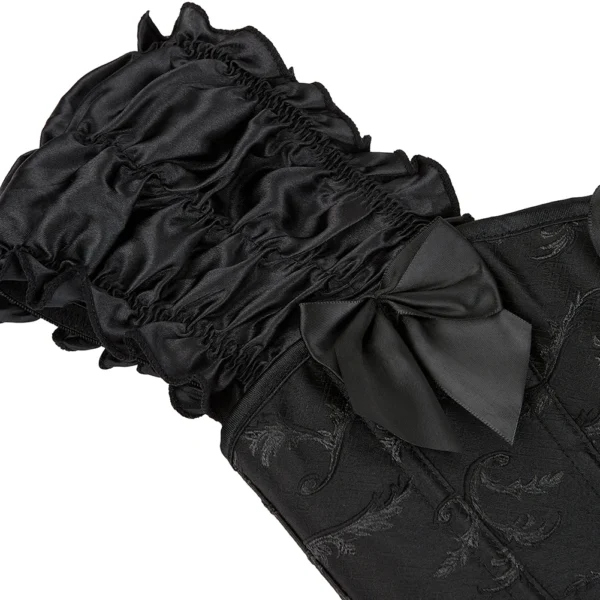 corset noir à bretelles larges (détail bretelle) corset noir à bretelles larges (détail bretelle)