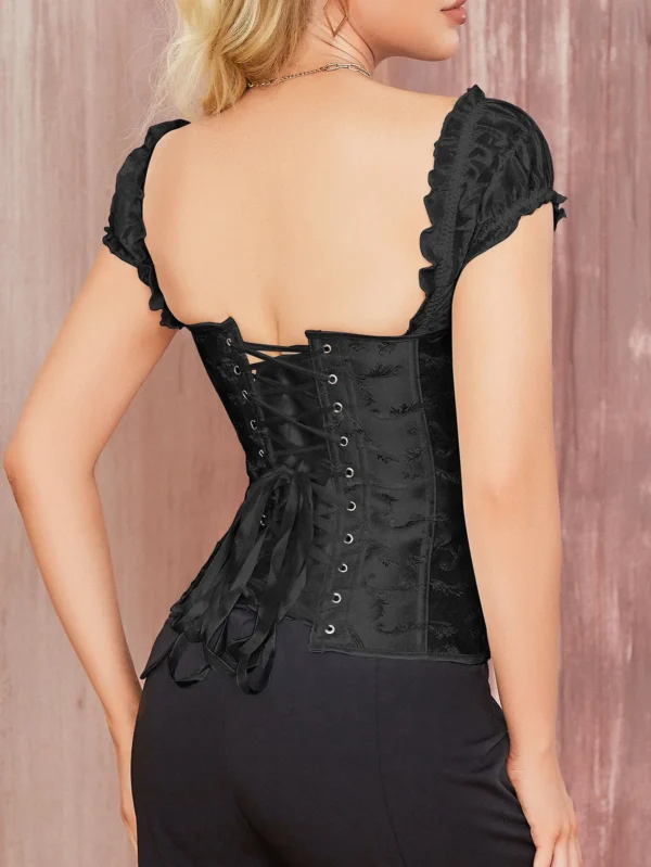 corset noir à bretelles larges (vue de dos) corset noir à bretelles larges (vue de dos)