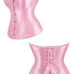 corset rose en satin (real shot, profil et dos) corset rose en satin (real shot, profil et dos)