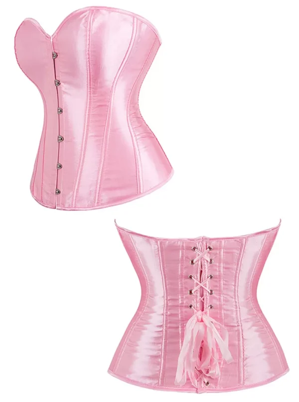 corset rose en satin (real shot, profil et dos) corset rose en satin (real shot, profil et dos)