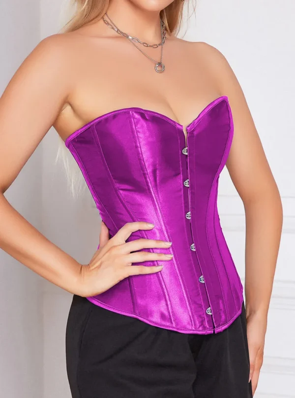 corset violet en satin (vue de profil) corset violet en satin (vue de profil)