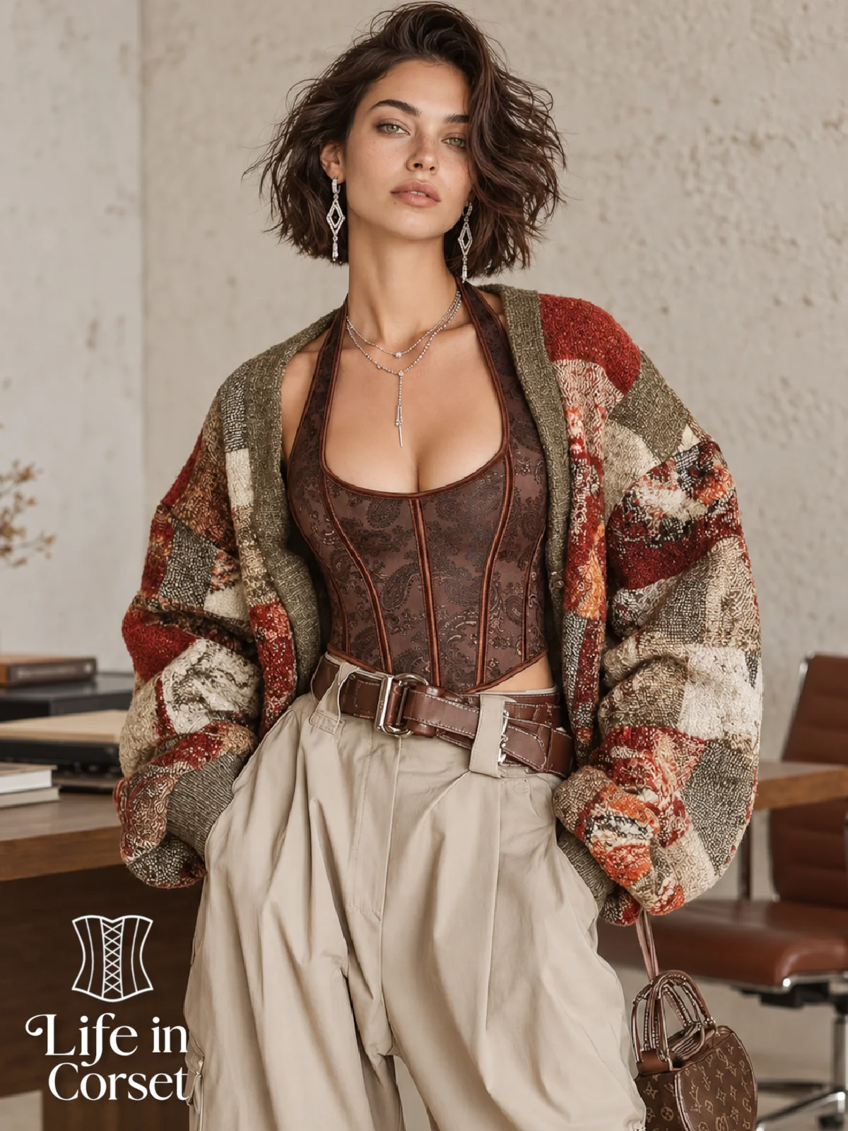 Bustier à bretelles marron dos nu Luna