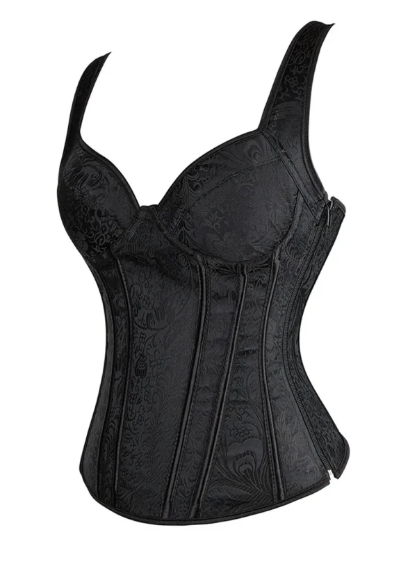 Bustier corset noir à bretelles (vue réelle de profil) Bustier corset noir à bretelles (vue réelle de profil)