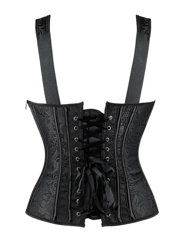 Bustier corset noir à bretelles (vue réelle, dos) Bustier corset noir à bretelles (vue réelle, dos)