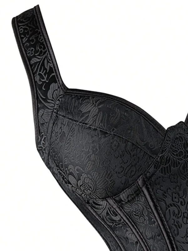 Bustier corset noir à bretelles (zoom sur bonnets) Bustier corset noir à bretelles (zoom sur bonnets)