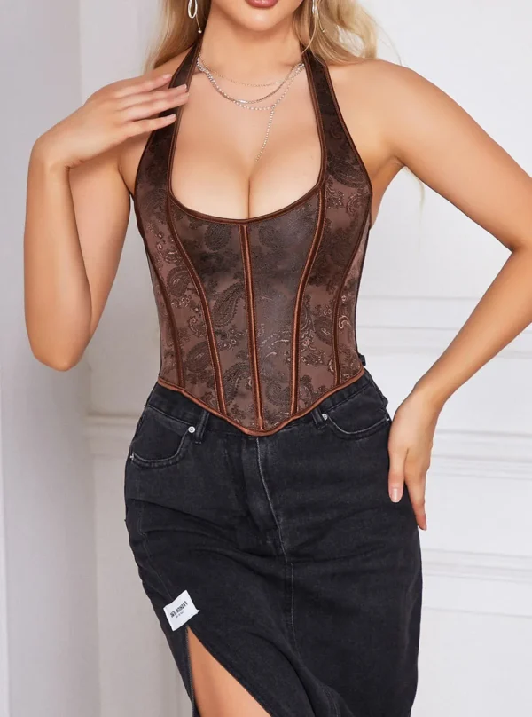 Bustier dos nu et bretelles marron Luna (1) Bustier dos nu et bretelles marron Luna (1)