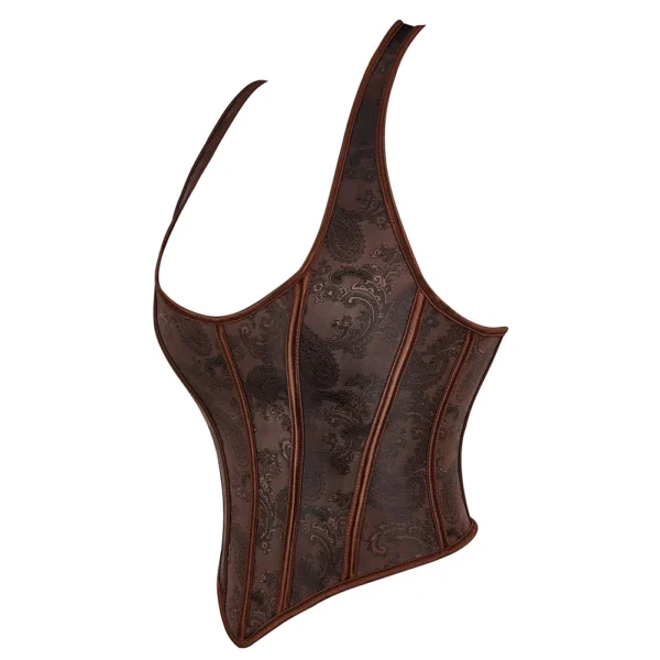 Bustier dos nu et bretelles marron Luna (vue réelle, profil) Bustier dos nu et bretelles marron Luna (vue réelle, profil)