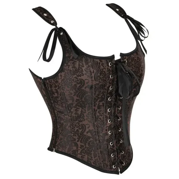 Bustier moyen âge médiéval marron Aliénor (vue réelle, profil)