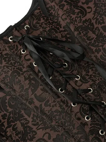Bustier moyen âge médiéval marron Aliénor (zoom lacets)