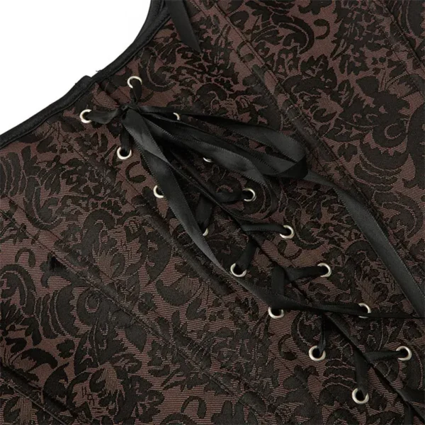 Bustier moyen âge médiéval marron Aliénor (zoom lacets)