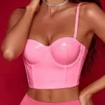 Bustier rose en cuir crop top Pink Bustier rose en cuir crop top Pink