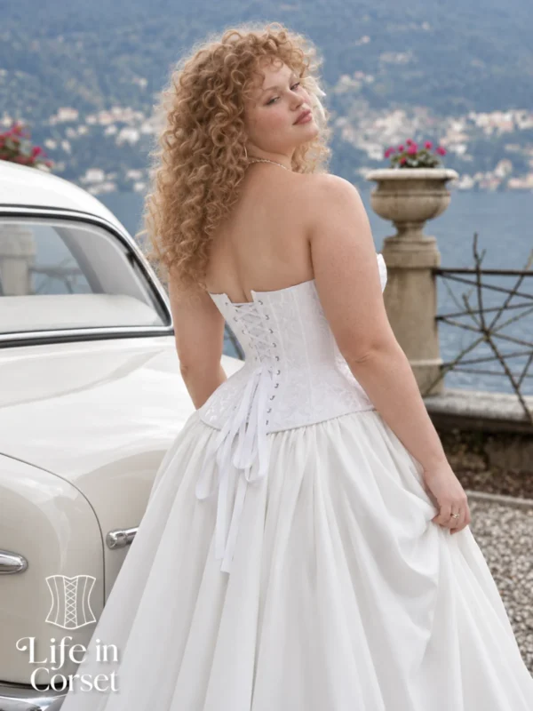 Corset à fermeture éclair blanc Nina (vue de dos) Corset à fermeture éclair blanc Nina