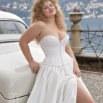 Corset à fermeture éclair blanc Nina (vue de profil) Corset à fermeture éclair blanc Nina