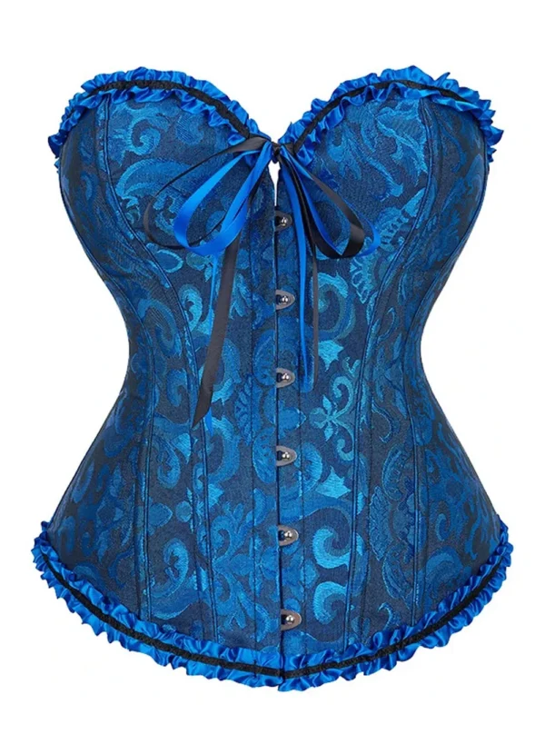 Corset bleu victorien Nova (vue réelle) Corset bleu victorien Nova (vue réelle)