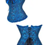 Corset bleu victorien Nova (vue réelle, profil et dos) Corset bleu victorien Nova (vue réelle, profil et dos)