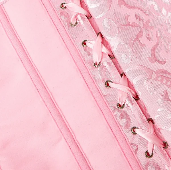 Corset de cérémonie rose épaules en dentelle (zoom, vue intérieure) Corset de cérémonie rose épaules en dentelle (zoom, vue intérieure)