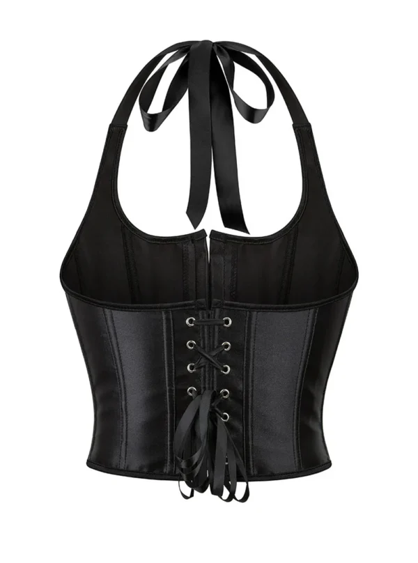 bustier en satin noir élégant Yara (vue réelle, dos) bustier en satin noir élégant Yara (vue réelle, dos)
