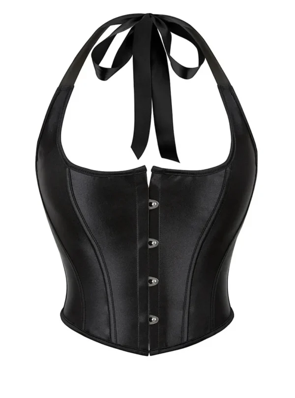 bustier en satin noir élégant Yara (vue réelle, face) bustier en satin noir élégant Yara (vue réelle, face)