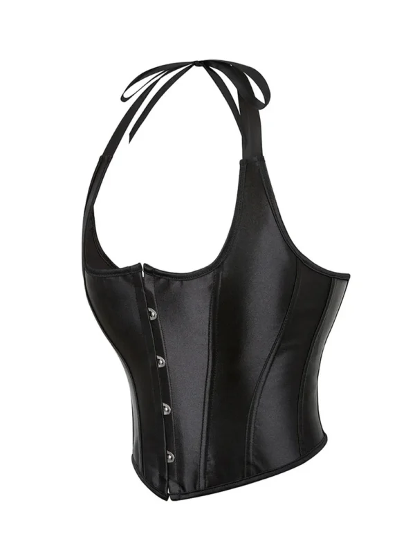 bustier en satin noir élégant Yara (vue réelle, profil) bustier en satin noir élégant Yara (vue réelle, profil)