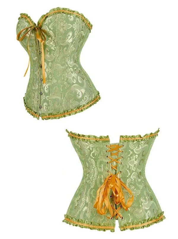 corset bustier vert Mila (vue réelle, profil et dos) corset bustier vert Mila (vue réelle, profil et dos)