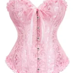 corset rose brodé Romi (vue réelle de face)